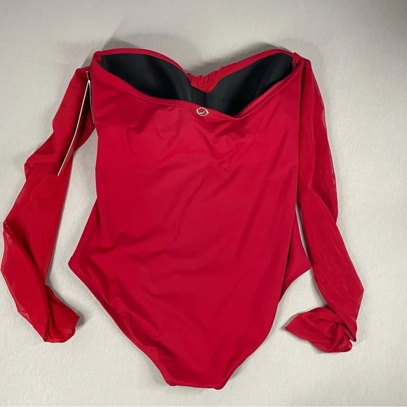 Jantzen Red Retro Style One Piece Tie Back Swimsuit - Picture 5 of 6